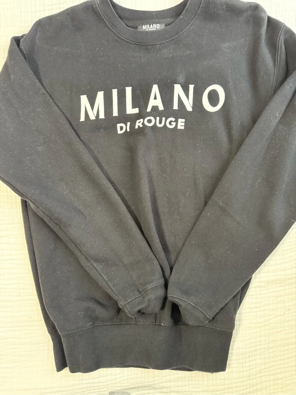 Milano Di Rouge Black Crewneck Sweatshirt with White Logo